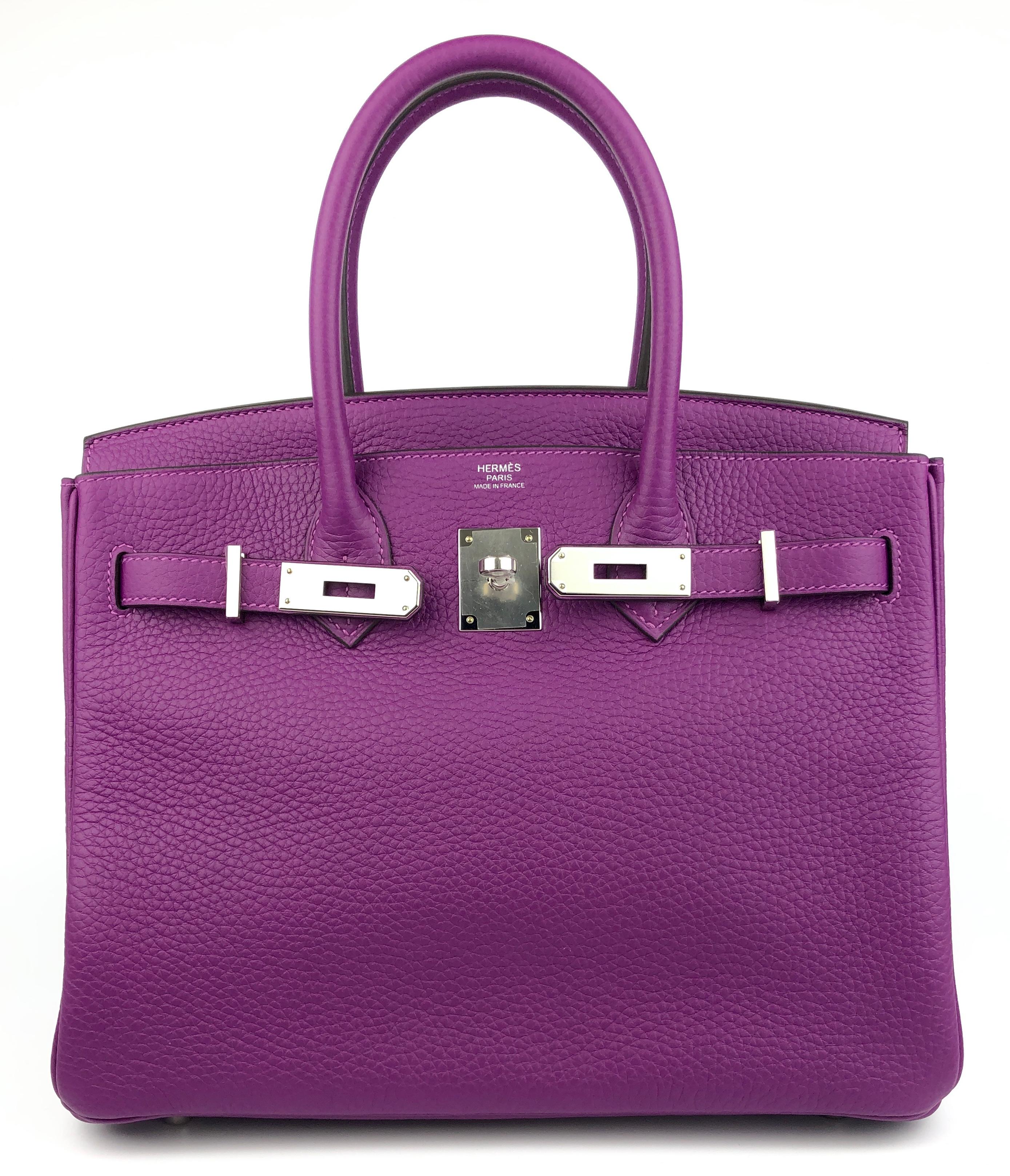 Hermes Birkin 30 Anemone Lila Leder Palladium Hardware NEU (Violett)