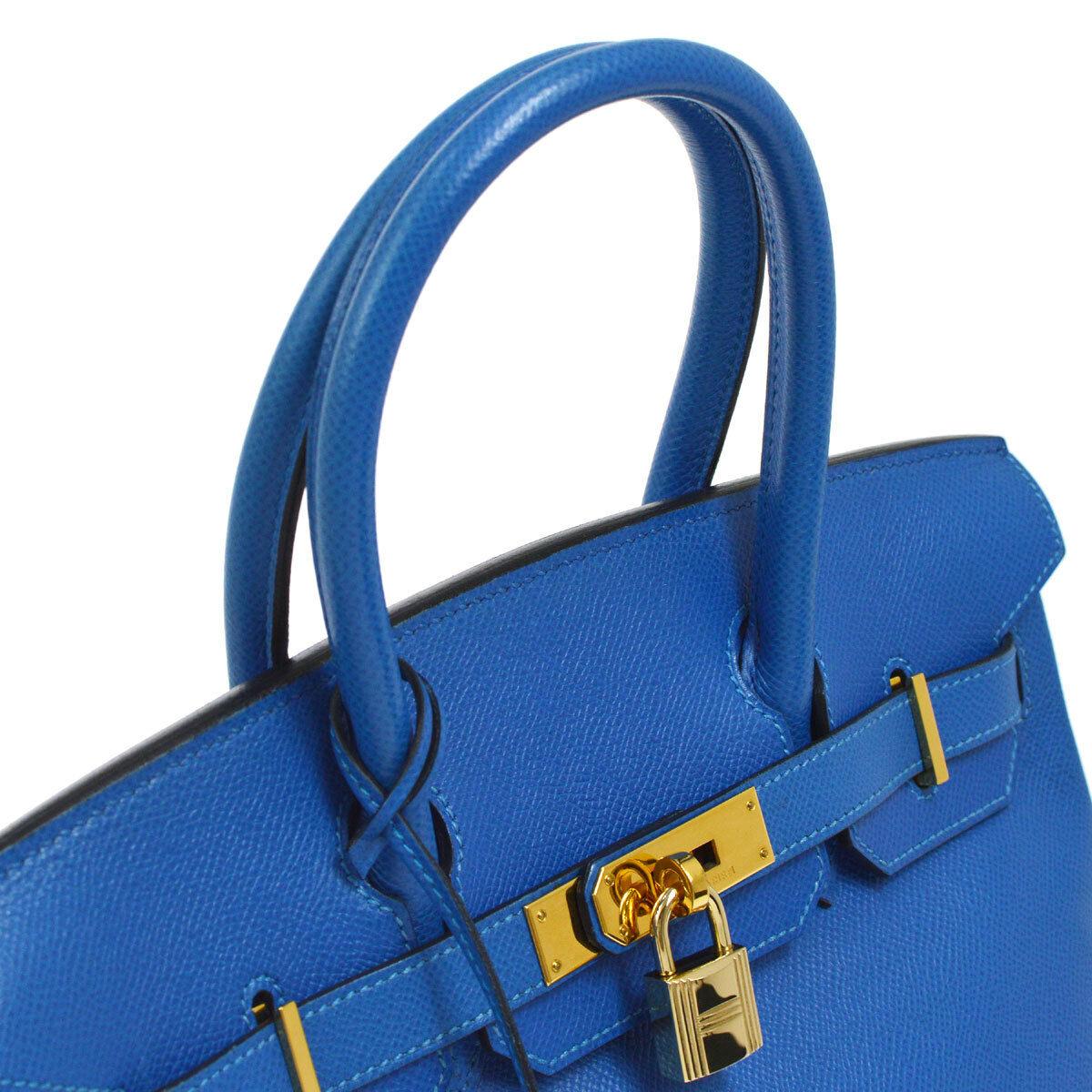 Hermes Birkin 30 Aqua Blue Leather Gold Top Handle Satchel Tote Bag

Leather
Gold tone hardware
Leather lining
Date code present
Made in France
Handle drop 3.5