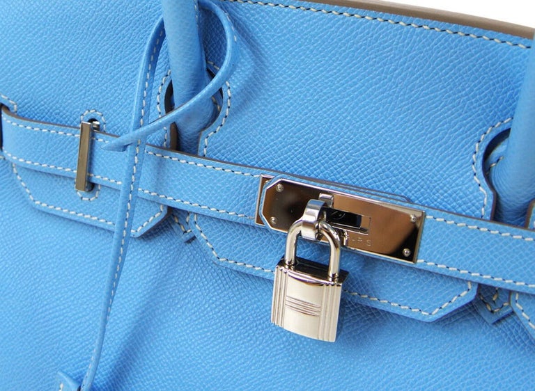 Hermès Birkin 30 Light blue leather silver hardware bag at 1stDibs