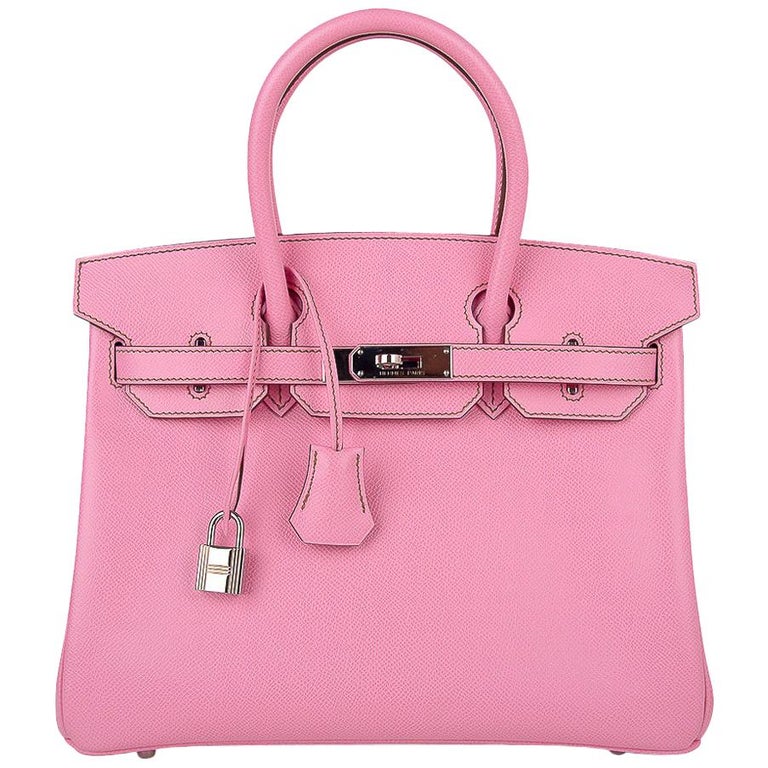  Hermes  Birkin  30 Bag  5P Pink  Epsom Palladium Hardware For 