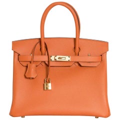 Hermes Birkin 30 Bag Abricot Gold Hardware Epsom Leather New w/ Box
