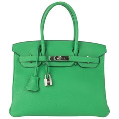 Hermes Birkin 30 Bag Bamboo Green Togo Palladium Hardware