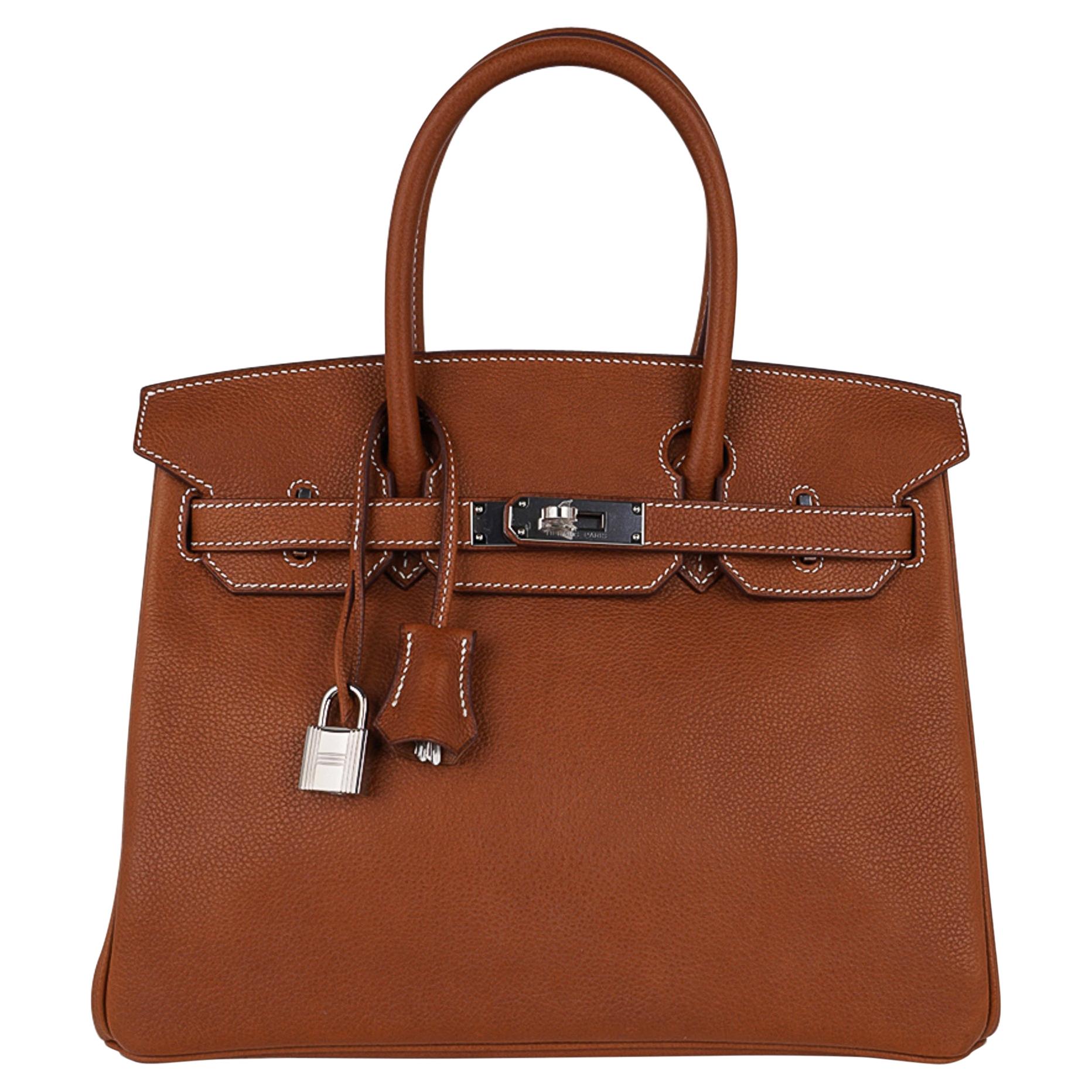 Hermes Birkin 30 Bag Barenia Faubourg Palladium Hardware  