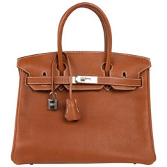 Sac Hermès Birkin 30 Barenia Faubourg avec finitions en palladium