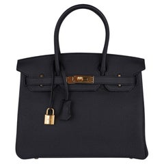Hermes Birkin 30 Borsa Nera Hardware Oro Pelle Togo
