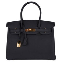 Hermes Birkin 30 Bag Black Gold Hardware Togo Leather