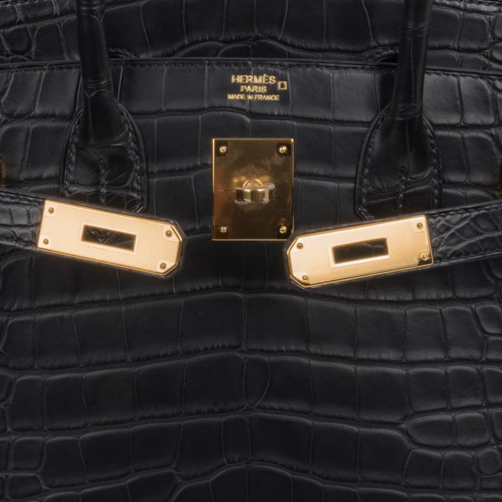 hermès 30cm birkin black matte alligator gold hardware 2022