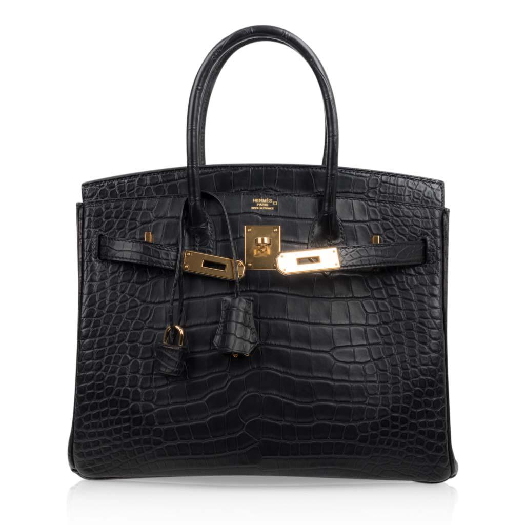 Hermes Birkin 30 Bag Black Matte Alligator Gold Hardware 1