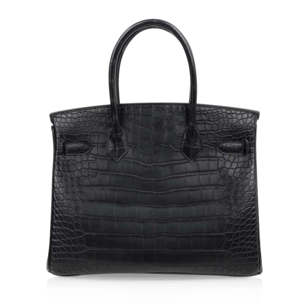 Hermes Birkin 30 Bag Black Matte Alligator Gold Hardware 3