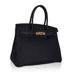Hermes Birkin 30 Bag Black Rose Gold Hardware Togo Leather