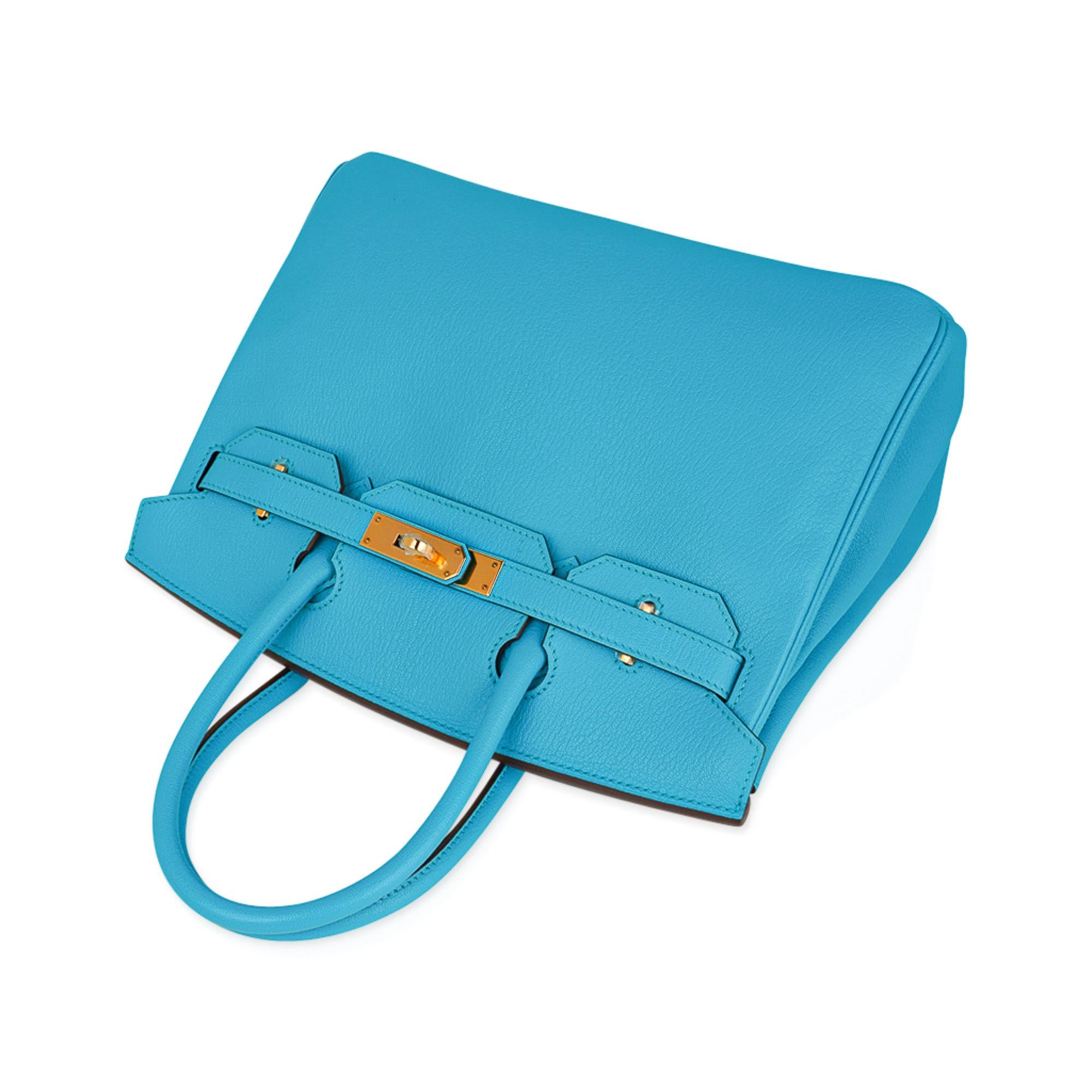 Hermes Birkin 30 Bag Bleu Aztec Chevre Gold Hardware Very Rare In New Condition In Miami, FL