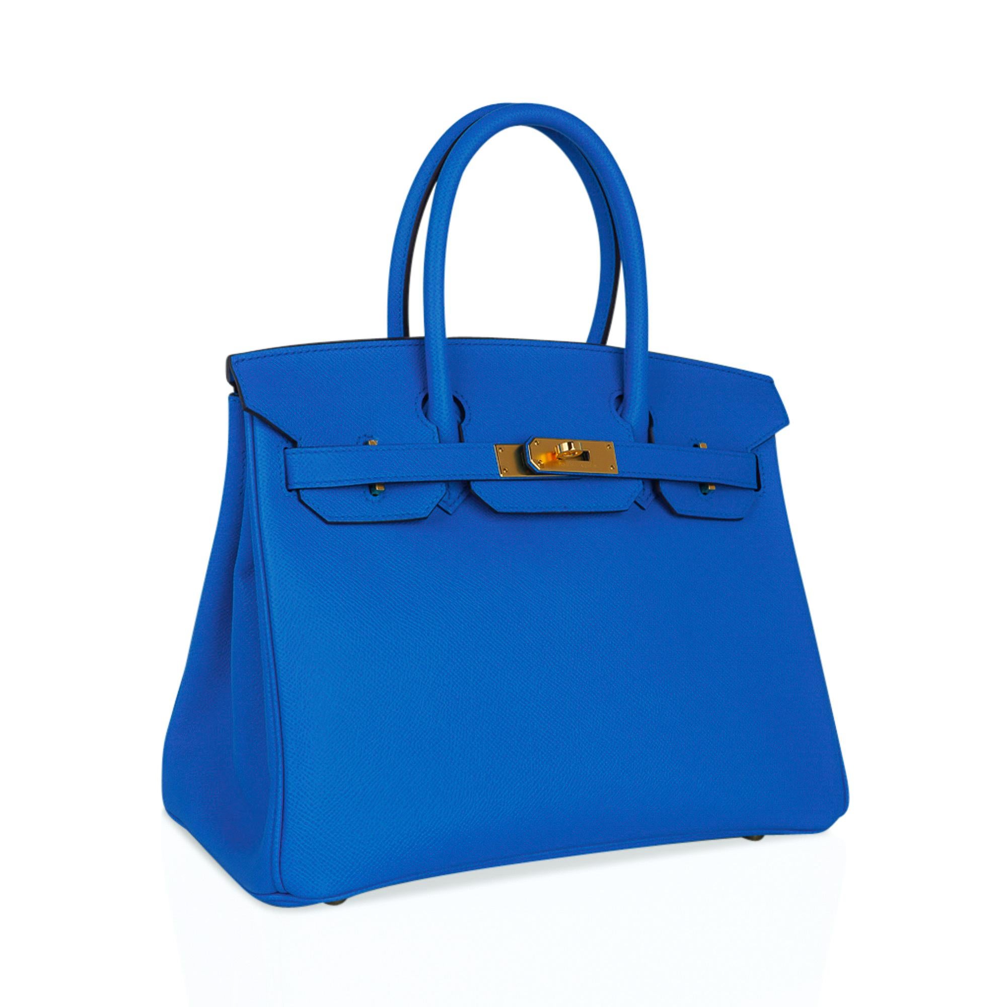 Blue Hermes Birkin 30 Bag Bleu Frida Epsom Gold Hardware New w/ Box