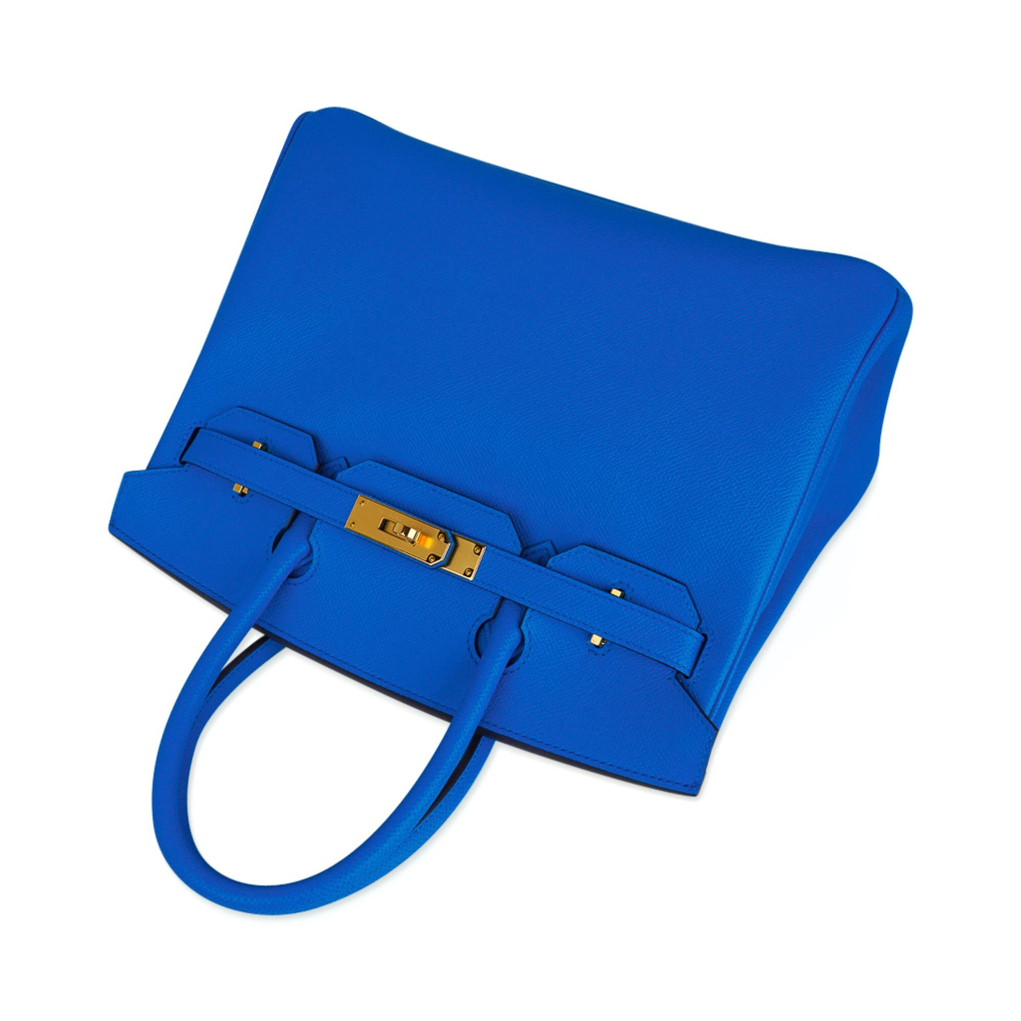 Hermes Birkin 30 Bag Bleu Frida Epsom Gold Hardware New w/ Box In New Condition In Miami, FL