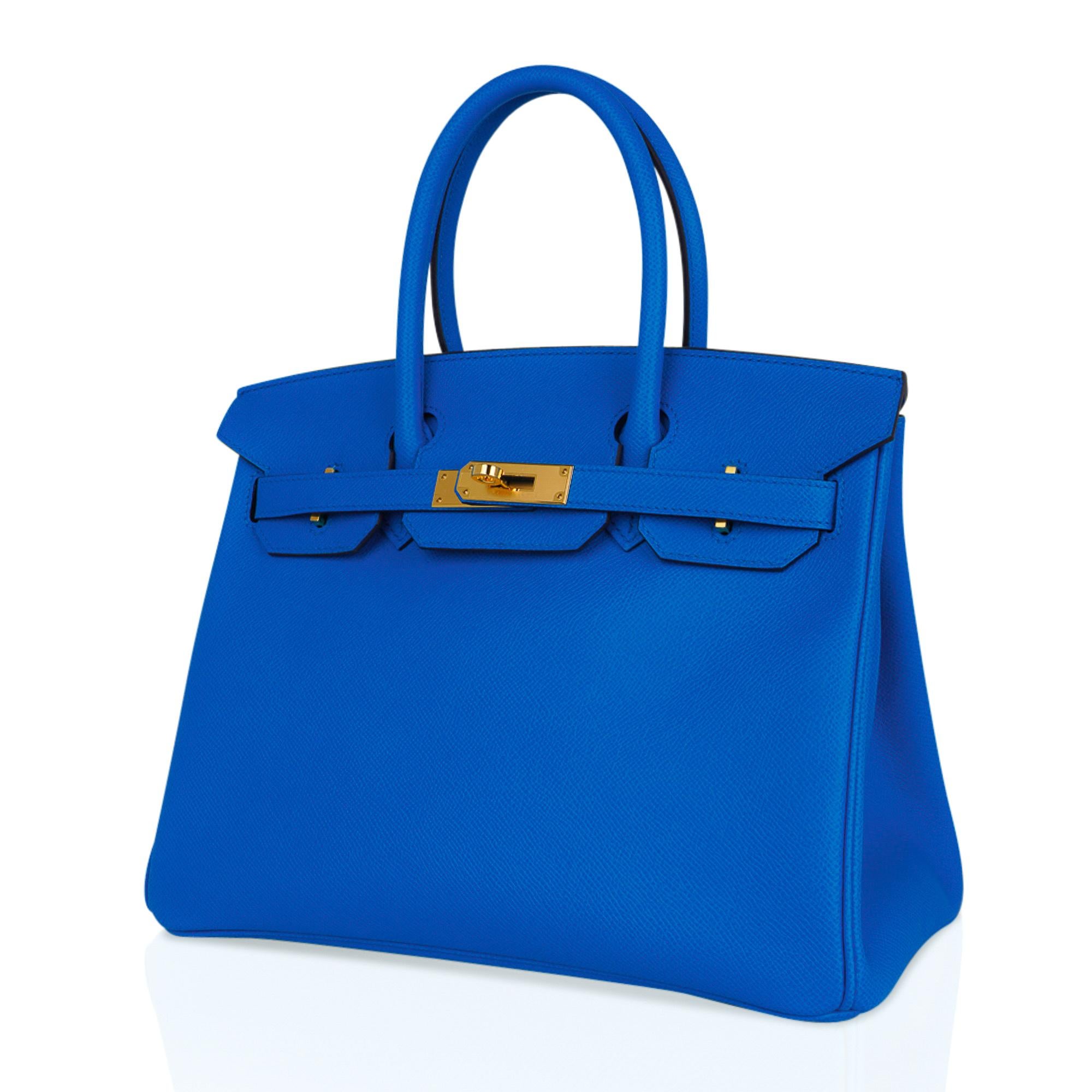 Hermes Birkin 30 Bag Bleu Frida Epsom Gold Hardware New w/ Box 1