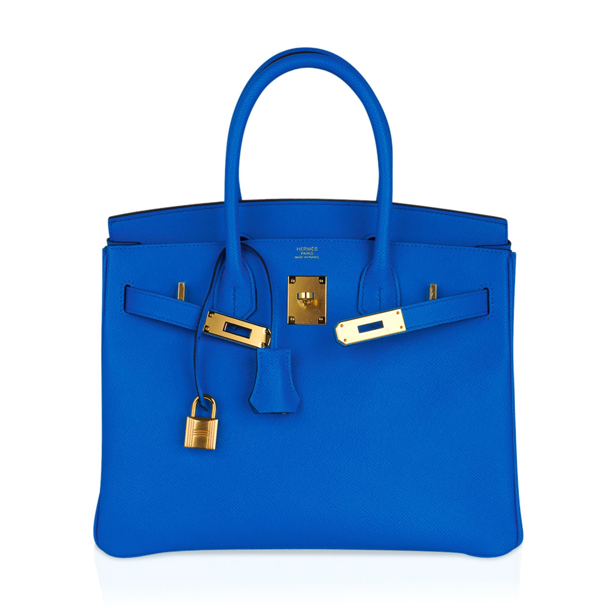 Hermes Birkin 30 Bag Bleu Frida Epsom Gold Hardware New w/ Box 2