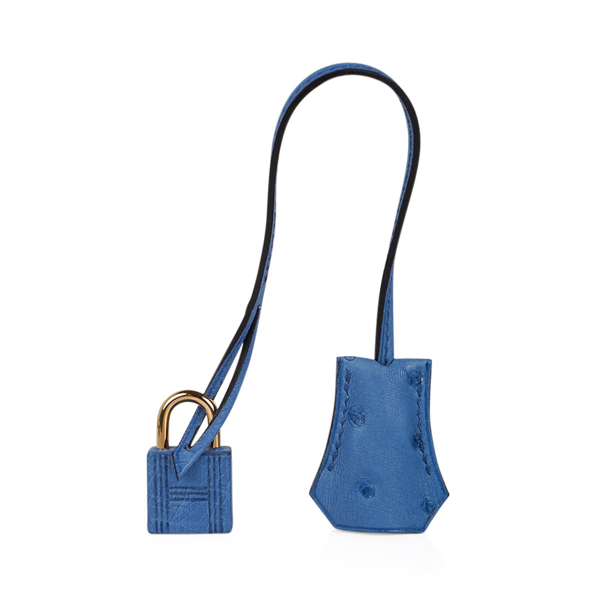 Hermes Birkin 30 Bleu Mykonos Ostrich Bag Gold Hardware For Sale 1