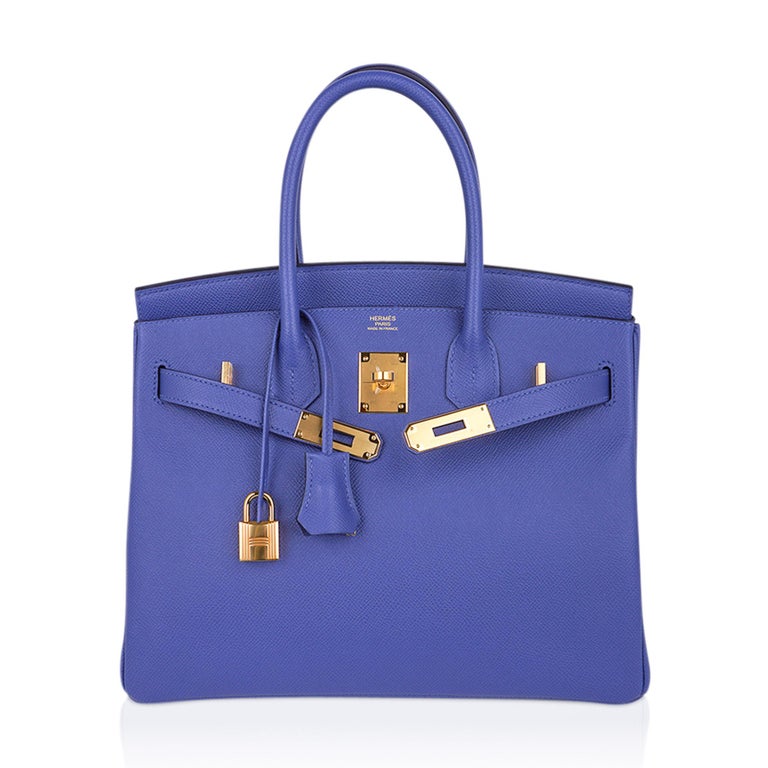 Hermes Birkin 30 Bag Blue Electric Clemence Gold Hardware – Mightychic