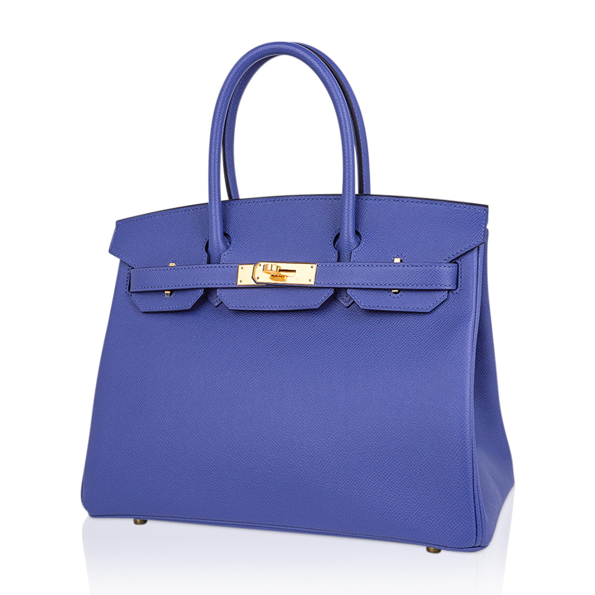 Sac Birkin 30 bleu Brighton Epsom finitions métalliques dorées  Neuf à Miami, FL