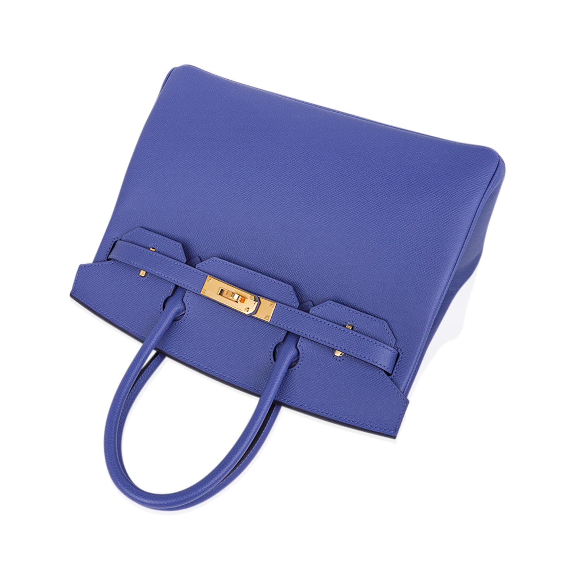 Sac Birkin 30 bleu Brighton Epsom finitions métalliques dorées  1