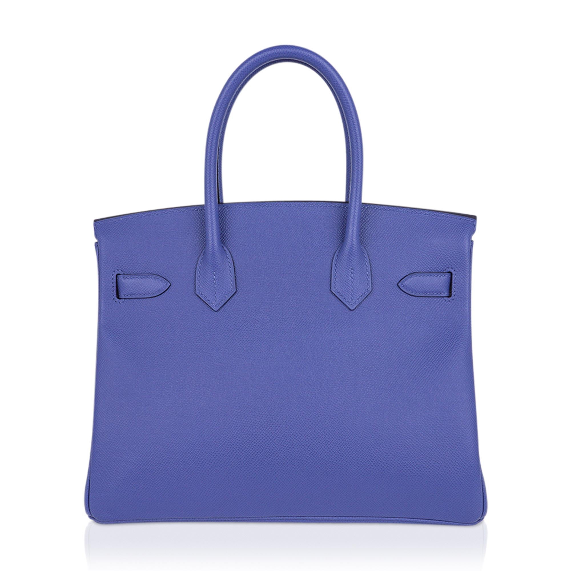 Sac Birkin 30 bleu Brighton Epsom finitions métalliques dorées  4