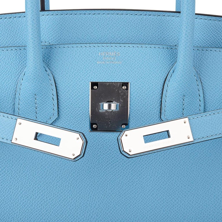 Hermes Birkin 30 Bag Blue Celeste Epsom Palladium Hardware New at 1stDibs