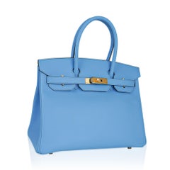 Hermes Birkin 30 Blue Celeste Bag Gold Hardware Epsom Leather