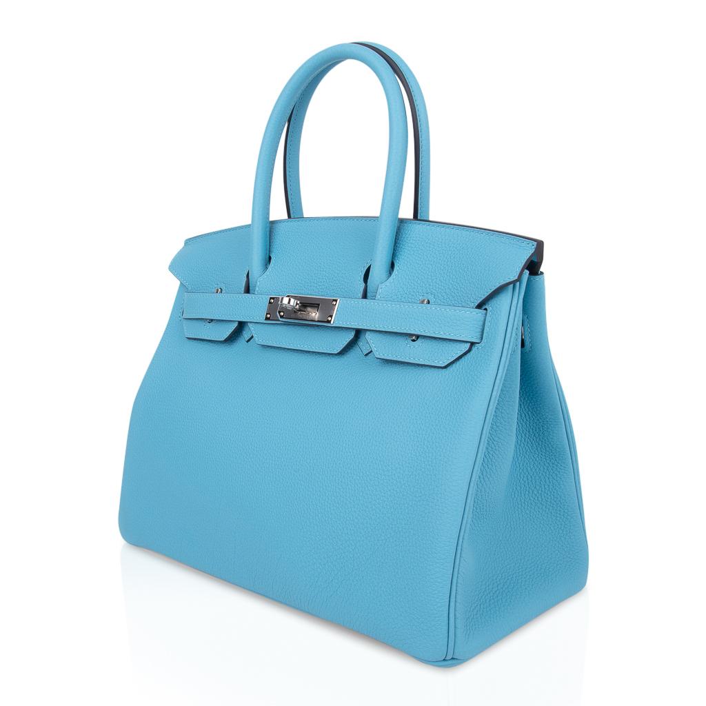 Women's Hermes Birkin 30 Bag Blue du Nord Togo Leather Palladium Hardware 