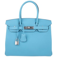 Hermes Birkin 30 Tasche Blau du Nord Togo Palladium