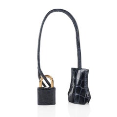 Hermes Birkin 30 Bag Blue Marine Porosus Crocodile Gold Hardware