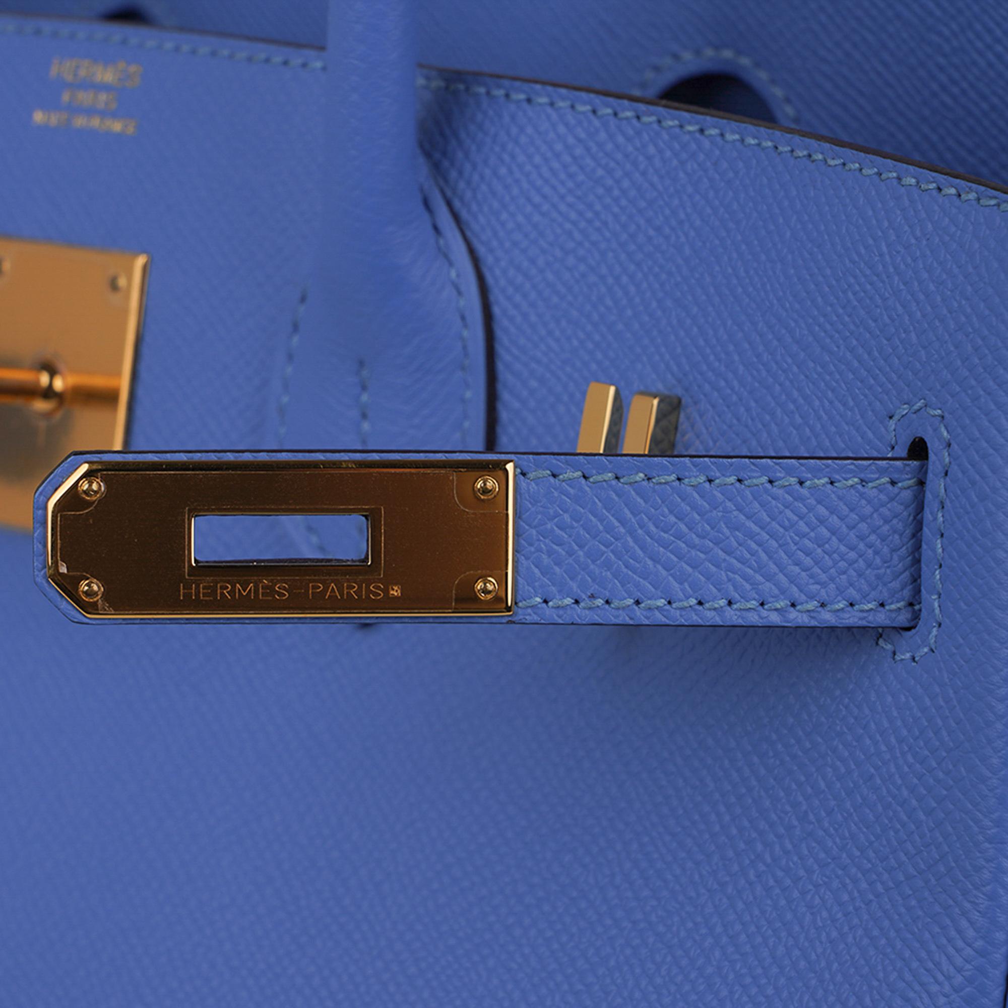 Hermes Birkin 30 Bag Blue Paradis Gold Hardware Epsom Leather In New Condition In Miami, FL