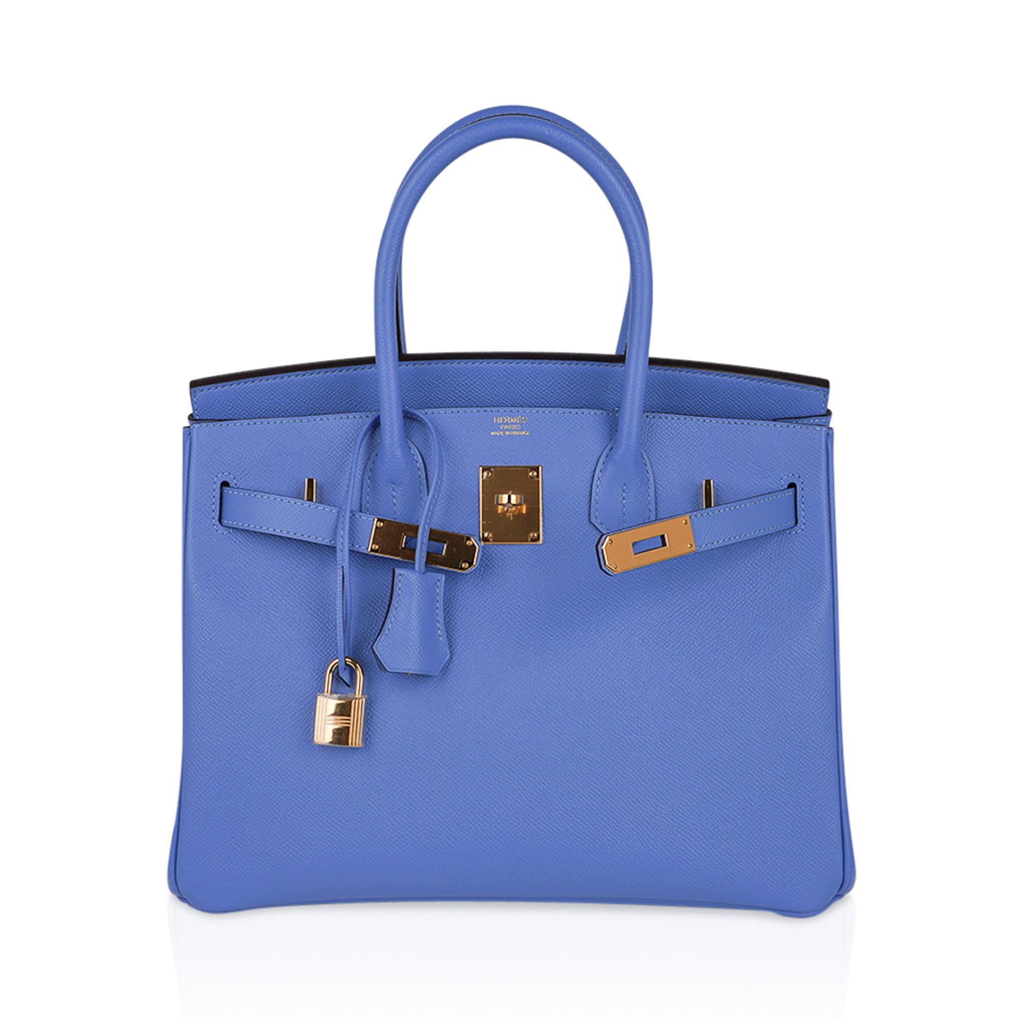 Women's Hermes Birkin 30 Bag Blue Paradis Gold Hardware Epsom Leather