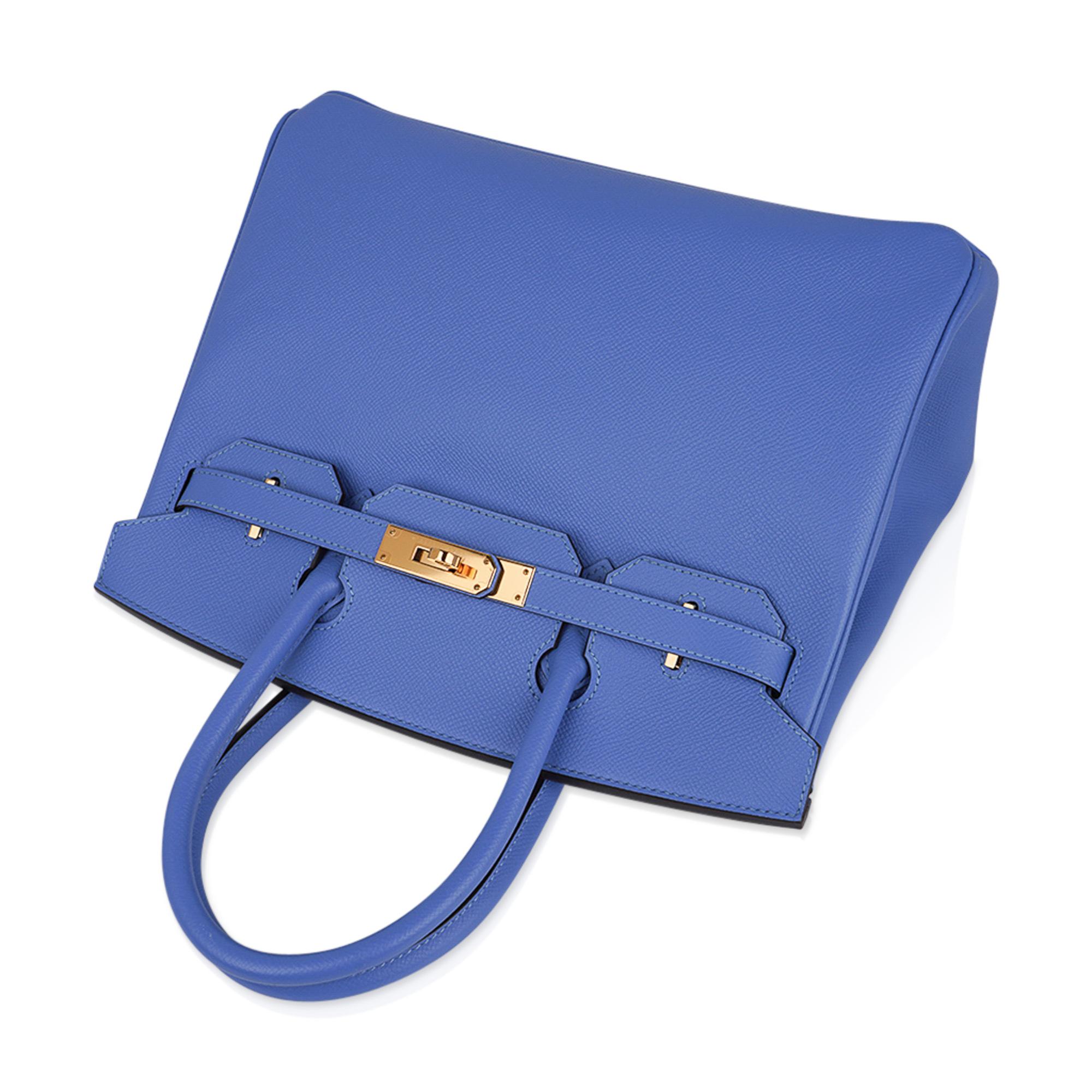  Hermes Birkin 30 Blue Paradis Bag Gold Hardware Epsom Leather Pour femmes 