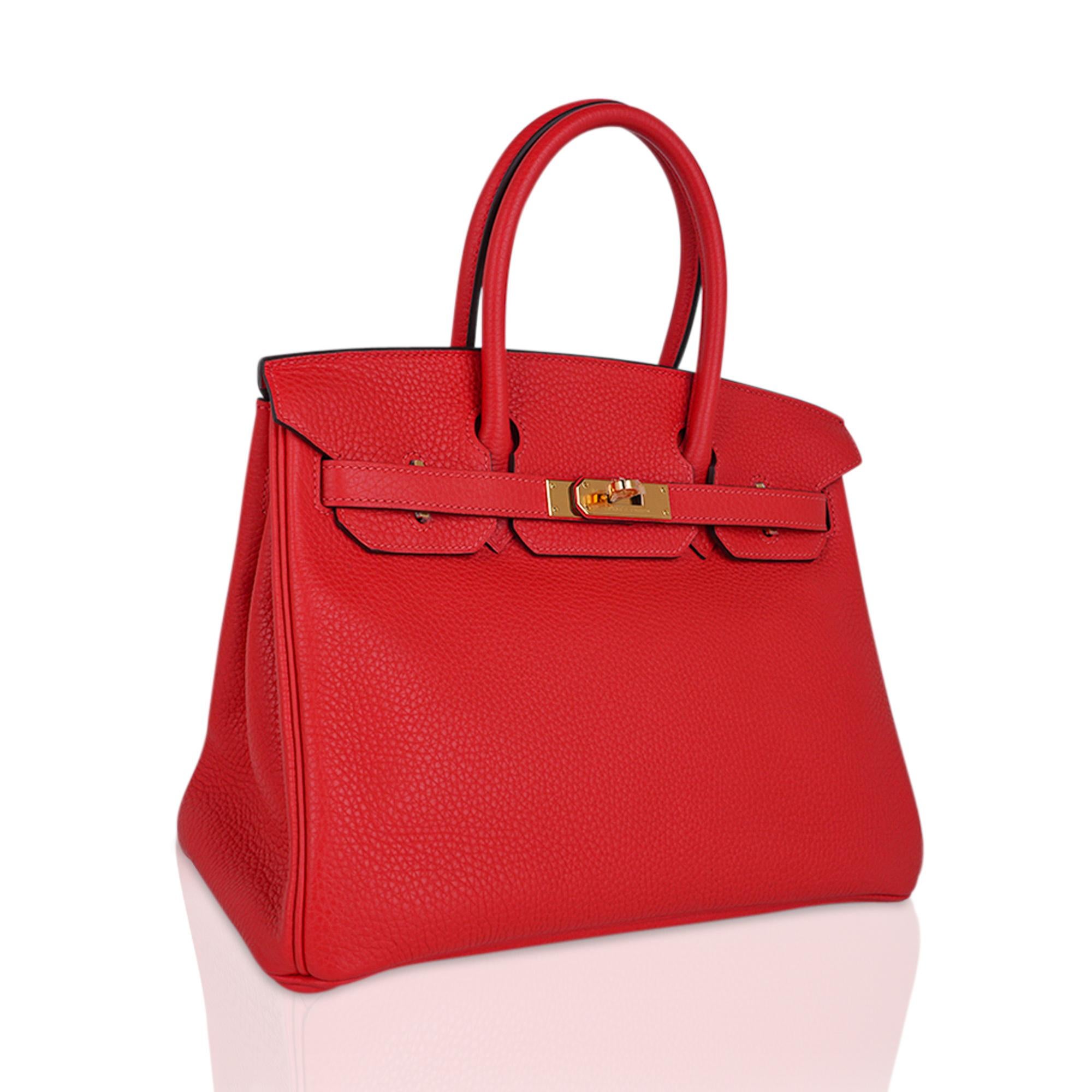 Mightychic offers an Hermes Birkin 30 bag featured in spicy Capucine.
Togo leather with rich gold hardware accentuates the beautiful colour of this Birkin bag.
This beauty will take you year round.
Comes with the lock and keys in the clochette,