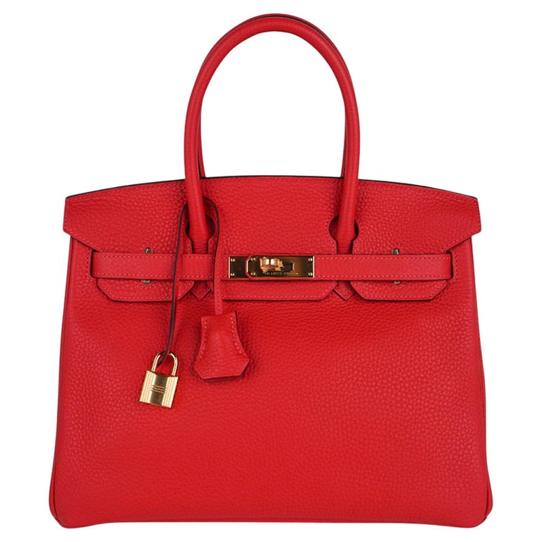 Hermes Birkin Bag Togo Leather 30 Red - 24 For Sale on 1stDibs