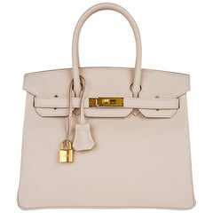 Hermes Birkin 30 Tasche Craie Gold Hardware Epsom Leder neu w / Box