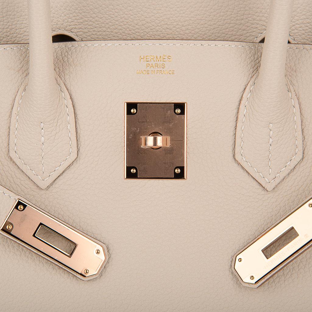 Women's Hermes Birkin 30 Bag Craie Rose Gold Hardware Togo Leather For Sale