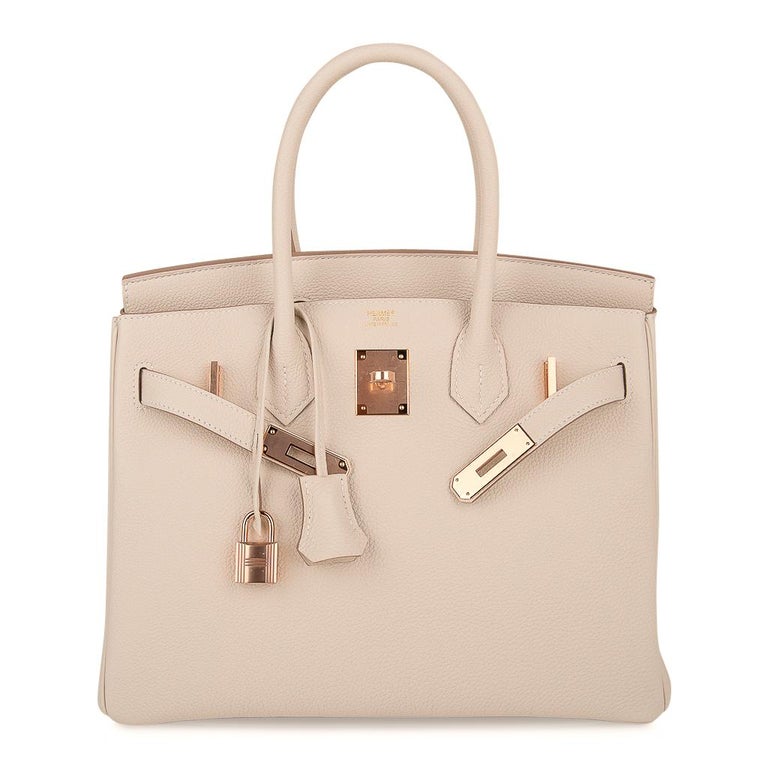 Hermes Birkin 30 Bag Craie Rose Gold Hardware New w/ Box For Sale at 1stDibs