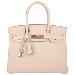Hermes Birkin 30 Sac Craie Rose Gold Hardware Togo Leather