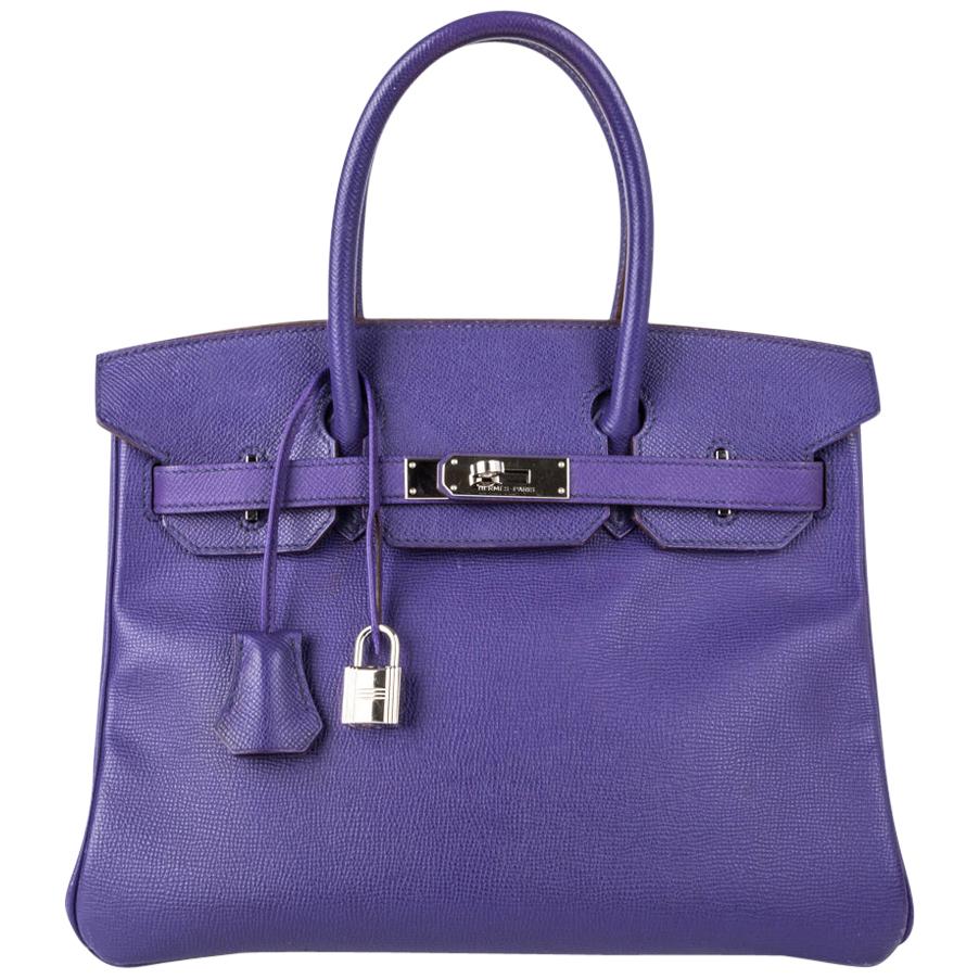 Hermes Birkin 30 Bag Crocus Purple Epsom Palladium Hardware
