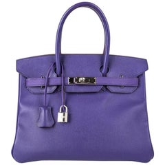 Hermes Birkin 30 Tasche Krokus lila Epsom Palladium Hardware