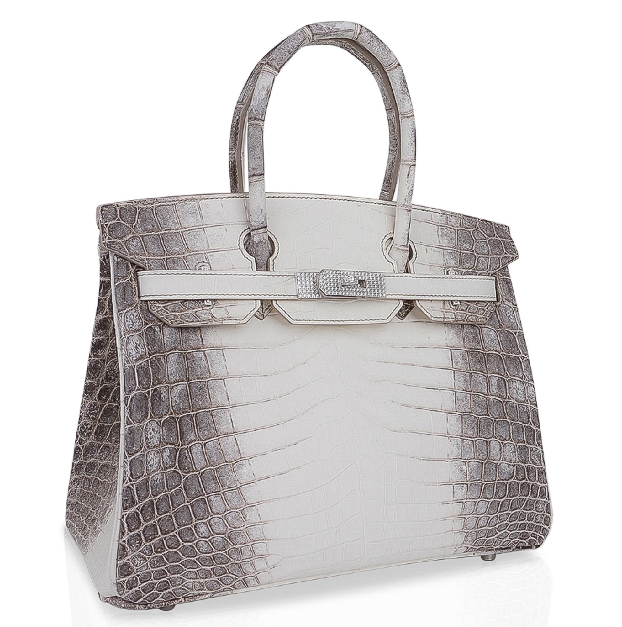 Hermes Birkin 30 Bag Diamond Himalaya Blanc Crocodile White Gold