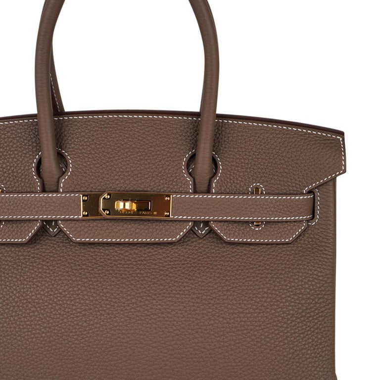 Hermes Birkin 30 Bag Etoupe (Taupe) Gold Hardware Togo Leather at