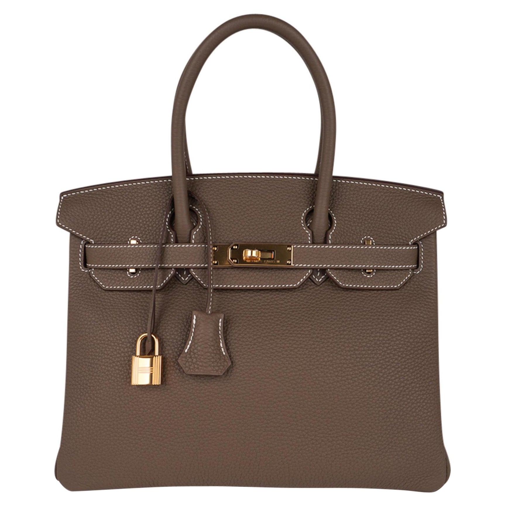 Hermes Birkin 30 Bag Etoupe (Taupe) Gold Hardware Togo Leather