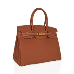 Hermes Birkin 30 Bag Gold Togo Leather Gold Hardware
