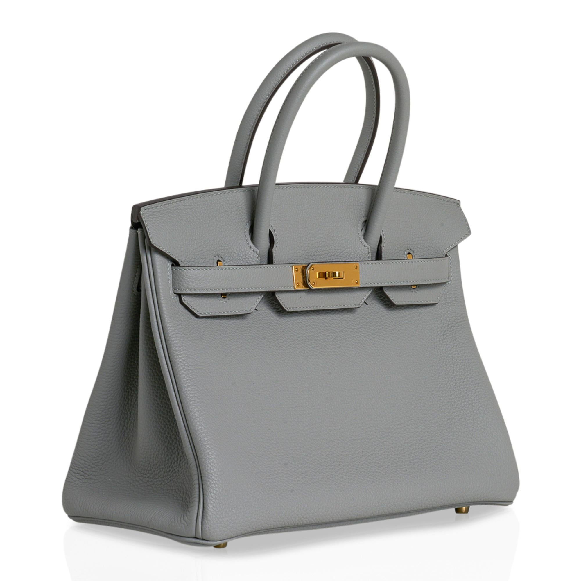 Gray Hermes Birkin 30 Bag Gris Mouette Gold Hardware Togo Leather 