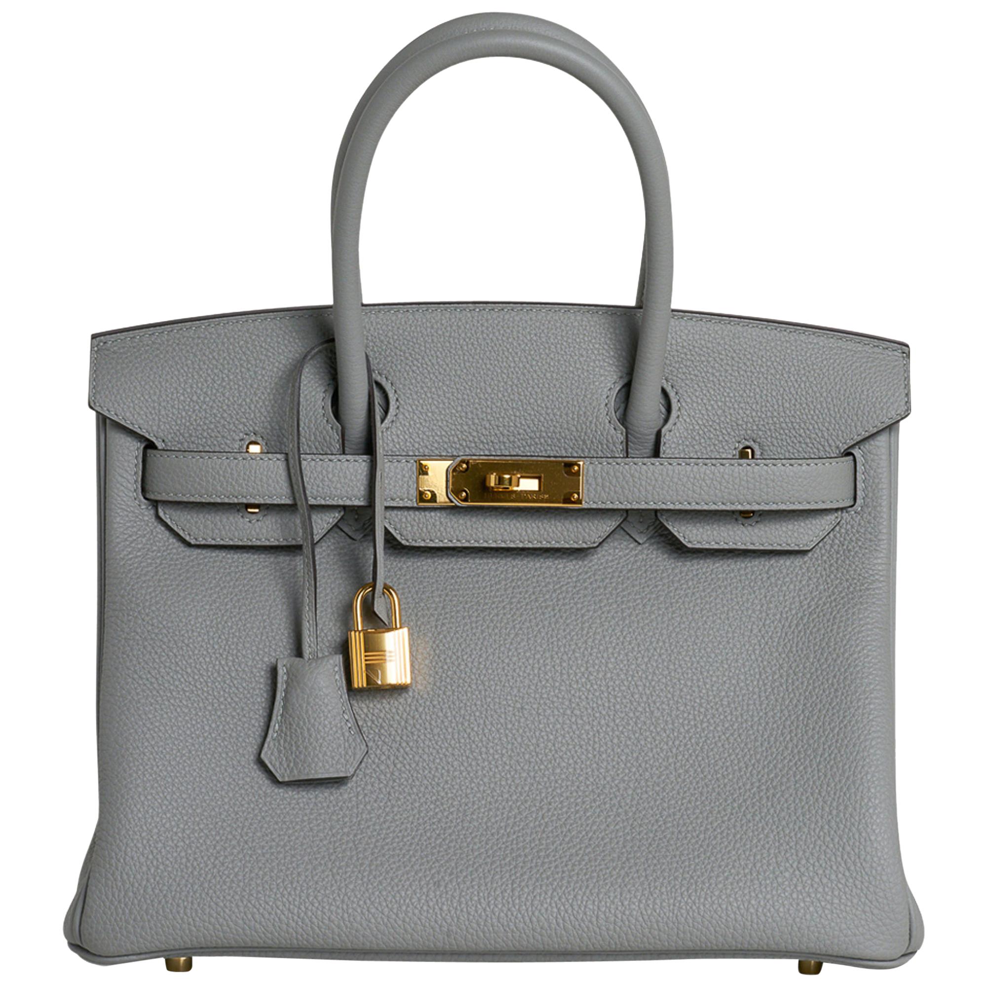 Hermes Gris Mouette New Grey 30cm Togo Birkin Bag Palladium Perle So Chic