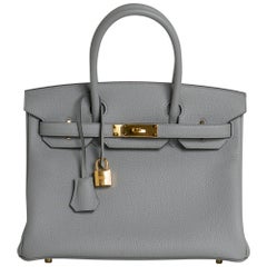 Hermes Gris Mouette New Grey 30cm Togo Birkin Bag Palladium Perle So Chic  at 1stDibs