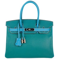 Hermes Birkin 30 Tasche HSS Blue Aztec Blue Paon Chevre Sonderbestellung