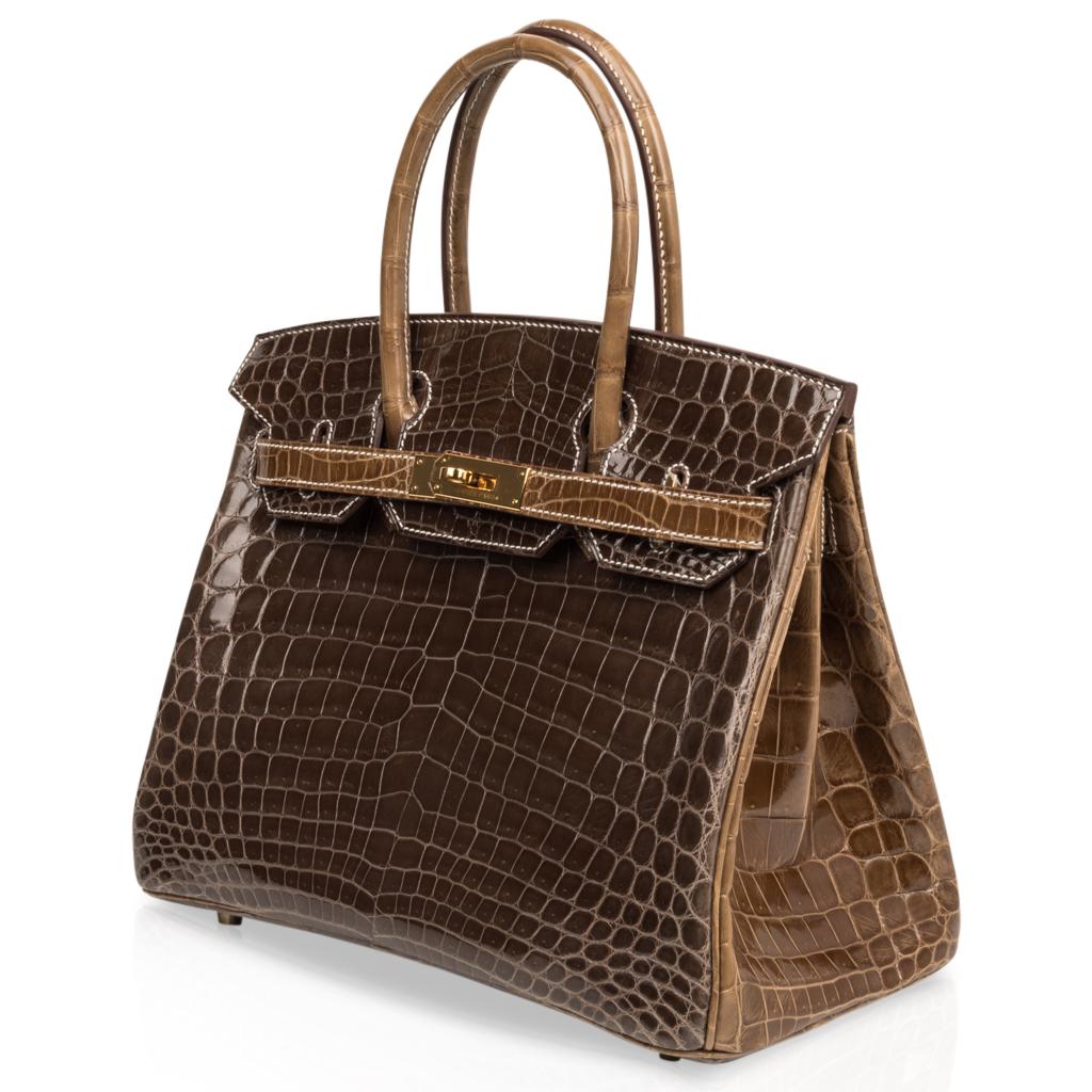 Hermes Birkin HSS 30 Tasche Krokodil Gris Elefant / Ficelle Gold Hardware im Zustand „Neu“ im Angebot in Miami, FL