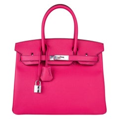 Hermès - Sac Birkin 30 HSS rare rose Tyrien / bleu paon palladium